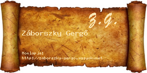 Záborszky Gergő névjegykártya
